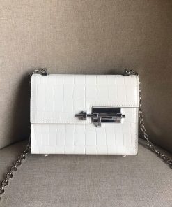 Hermes Verrou Chaine Mini Bag Alligator Leather Palladium Hardware In White