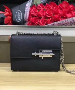 Hermes Verrou Chaine Mini Bag Goatskin Palladium Hardware In Black