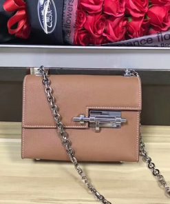 Hermes Verrou Chaine Mini Bag Goatskin Palladium Hardware In Brown